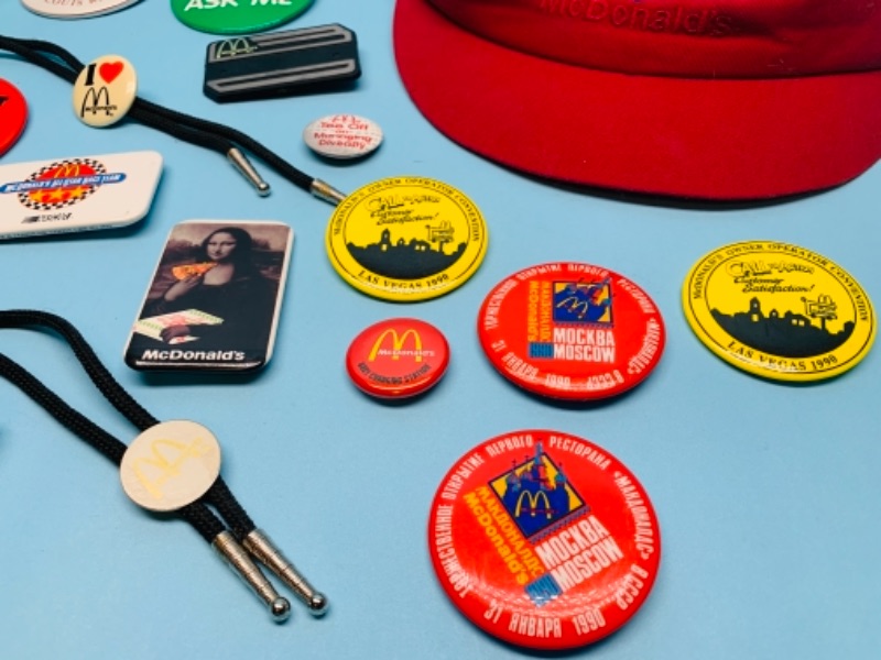 Photo 2 of 766963…vintage McDonald’s pins, visor, and bolo ties 