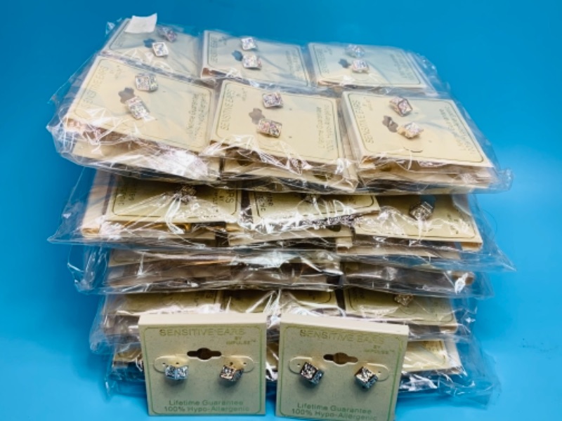 Photo 1 of 766999…60 pairs sensitive ears hypoallergenic pierced earrings in packages- all the same 
