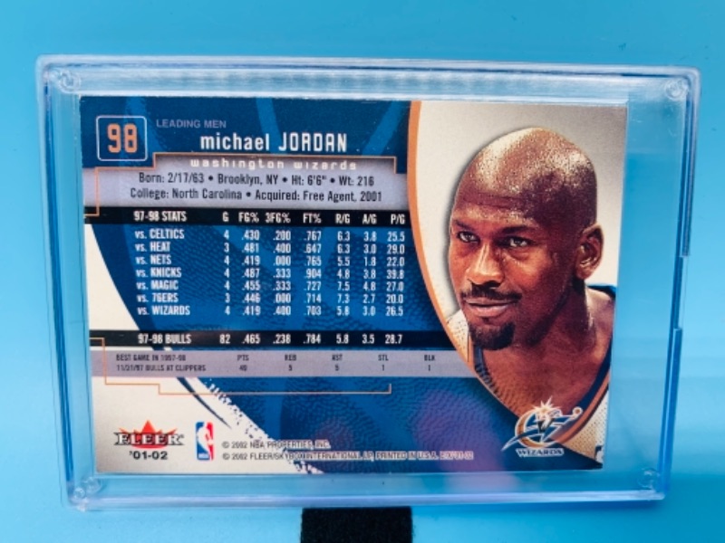 Photo 2 of 767009…fleer 2002 Michael Jordan card 98 in hard plastic case 