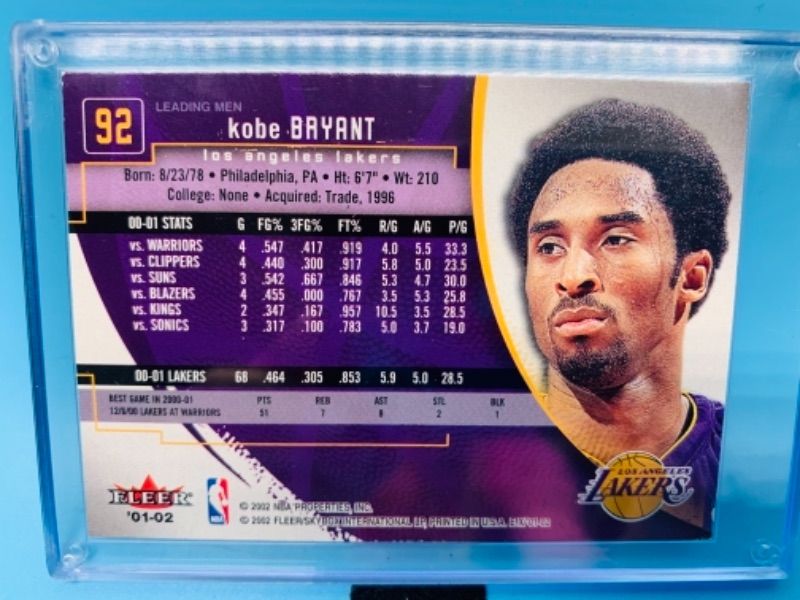 Photo 2 of 767010…fleer 2002 Kobe Bryant card 92 in hard plastic case 