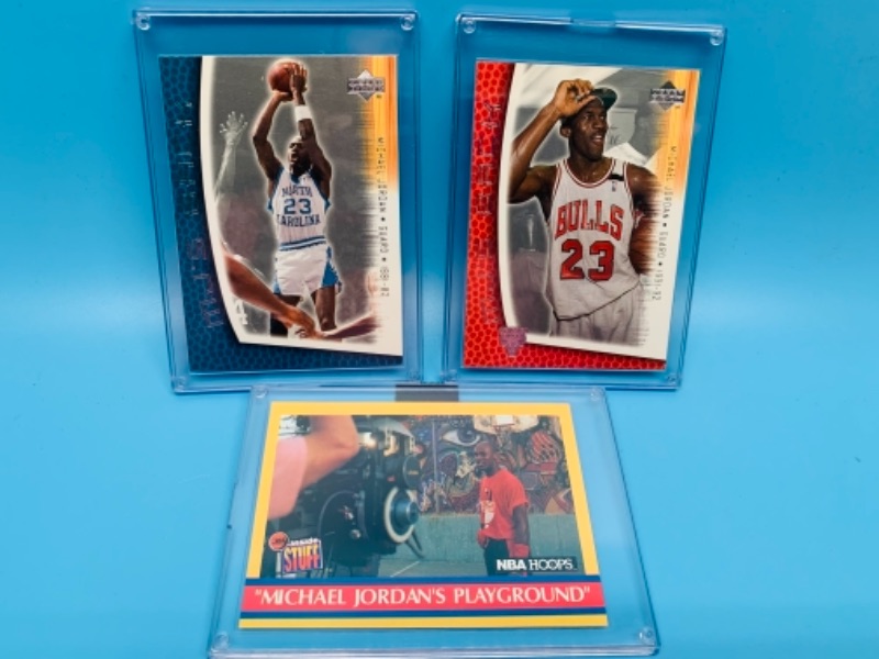 Photo 1 of 767014…3 Michael Jordan cards in hard plastic cases 