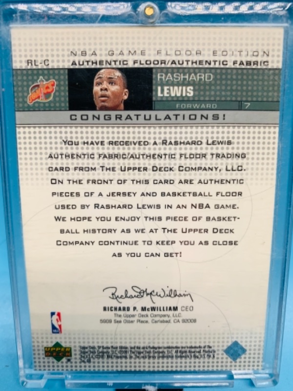 Photo 2 of 767017…rashard Lewis authentic floor and fabric card in hard plastic case 