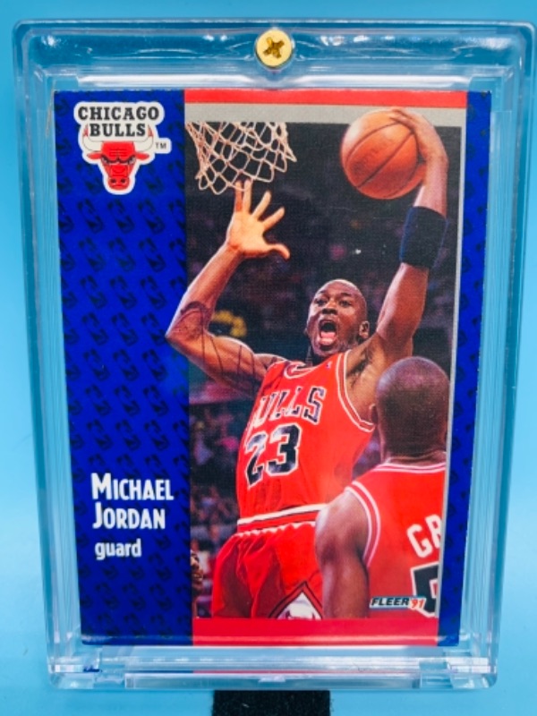 Photo 1 of 767018…fleer 1991 Michael Jordan card 29 in hard plastic case 