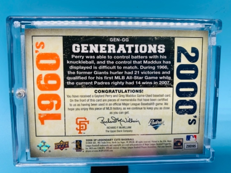 Photo 2 of 767024…upper deck generations jersey relics Gaylord Perry and Greg Maddox card in hard plastic case 