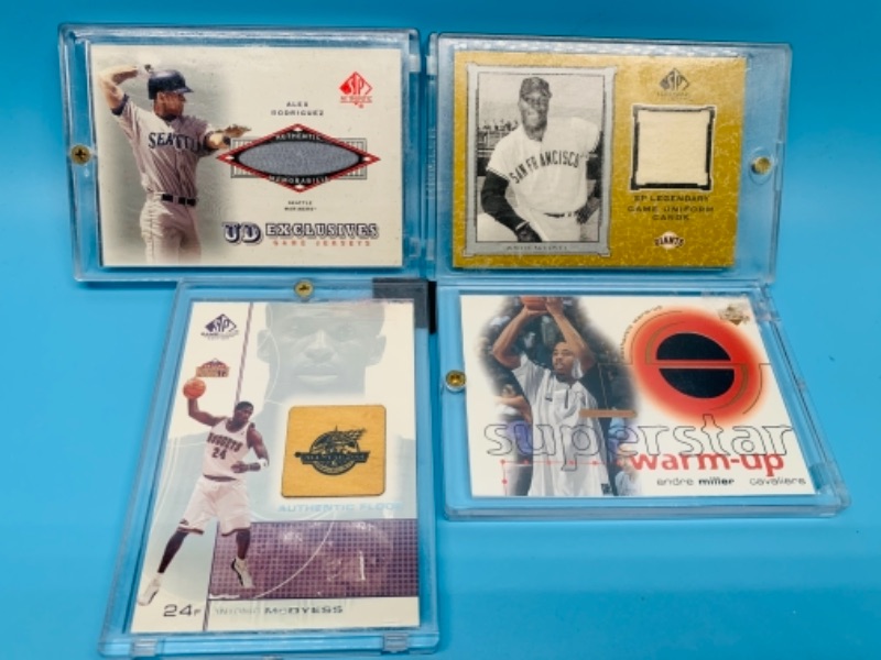 Photo 1 of 767029…4 sports relic cards in plastic cases 