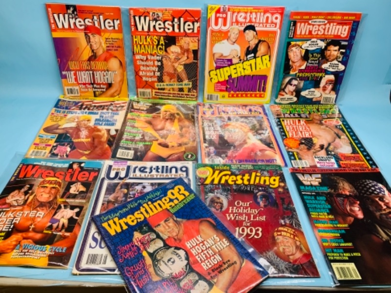 Photo 1 of 767064…14 vintage hulk hogan cover wrestling magazines in plastic sleeves 