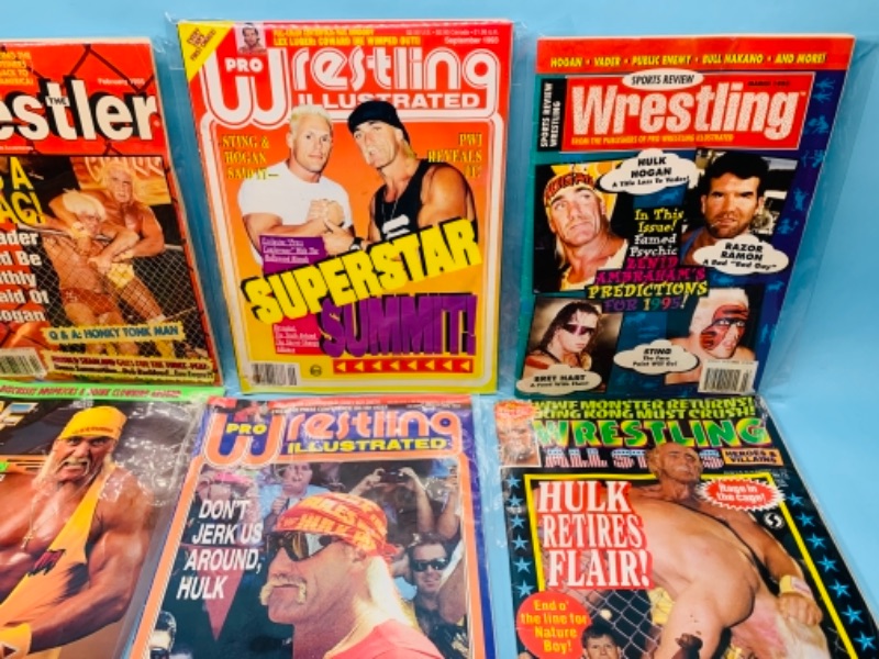 Photo 4 of 767064…14 vintage hulk hogan cover wrestling magazines in plastic sleeves 