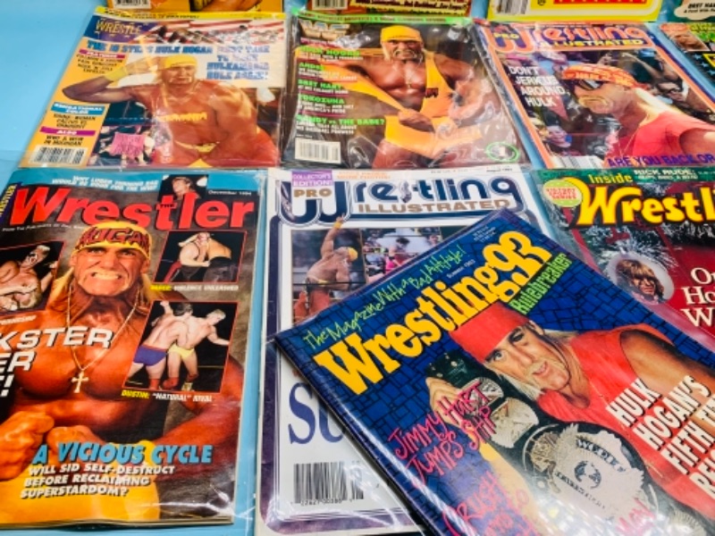 Photo 2 of 767064…14 vintage hulk hogan cover wrestling magazines in plastic sleeves 