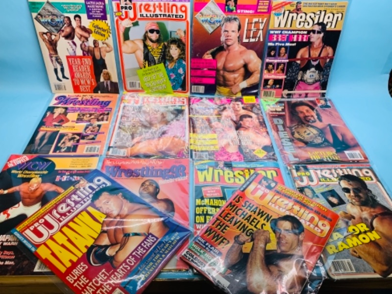 Photo 1 of 767065…16 vintage wrestling magazines in plastic sleeves 