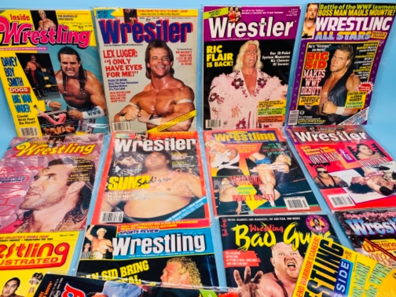 Photo 2 of 767066…16 vintage wrestling magazines in plastic sleeves 