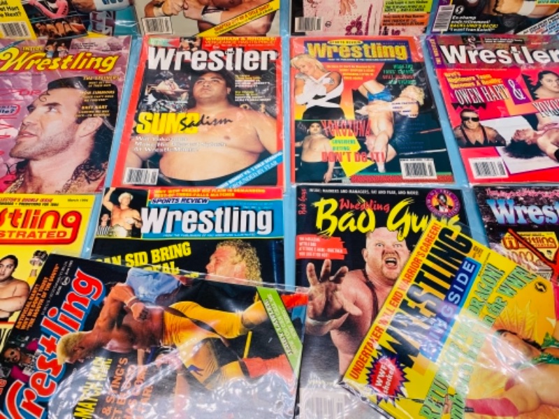 Photo 3 of 767066…16 vintage wrestling magazines in plastic sleeves 