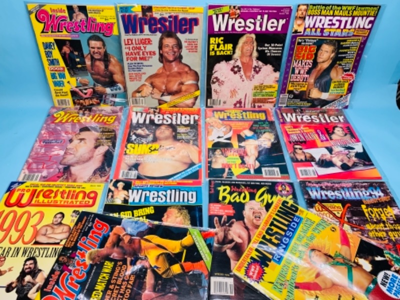 Photo 1 of 767066…16 vintage wrestling magazines in plastic sleeves 
