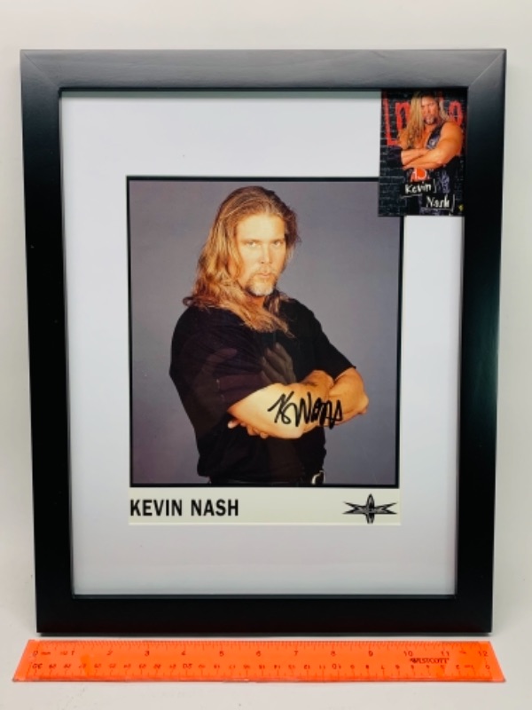 Photo 1 of 767067…15 x 12 inch framed autographed Kevin Nash wrestling photo with trading card 