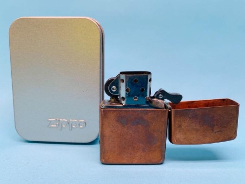 Photo 3 of 767116…vintage zippo lighter with removable copper case in tin box