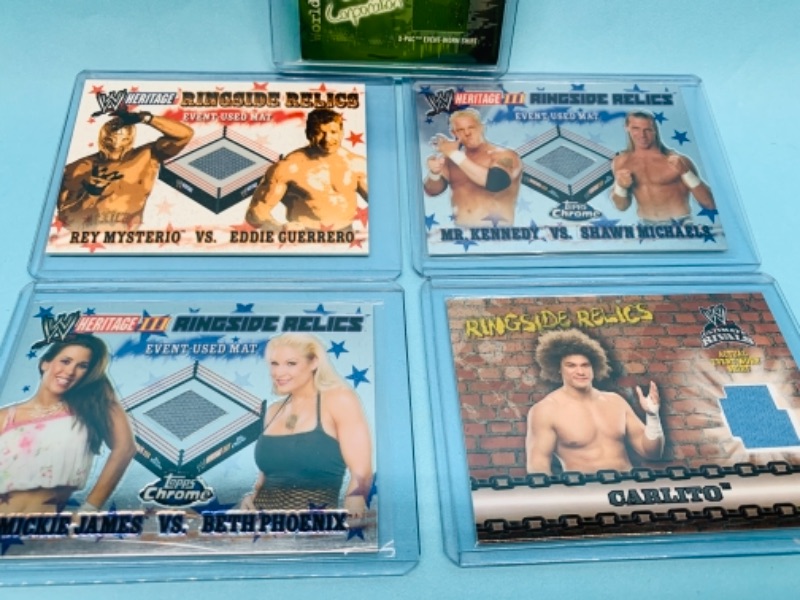 Photo 3 of 767125…5 ringside relic wrestling cards with actual mats