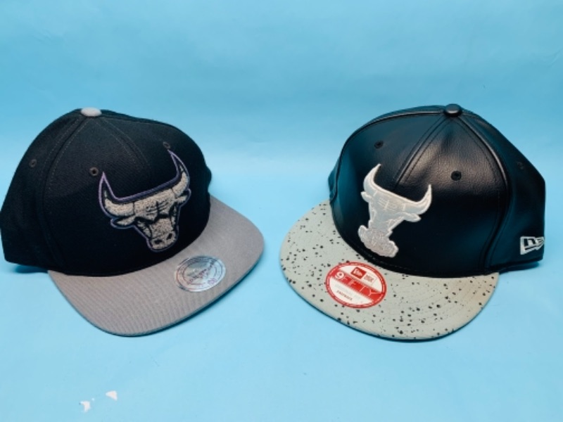 Photo 1 of 767129…2 Chicago bulls adjustable SnapBack caps- 1 is leather 