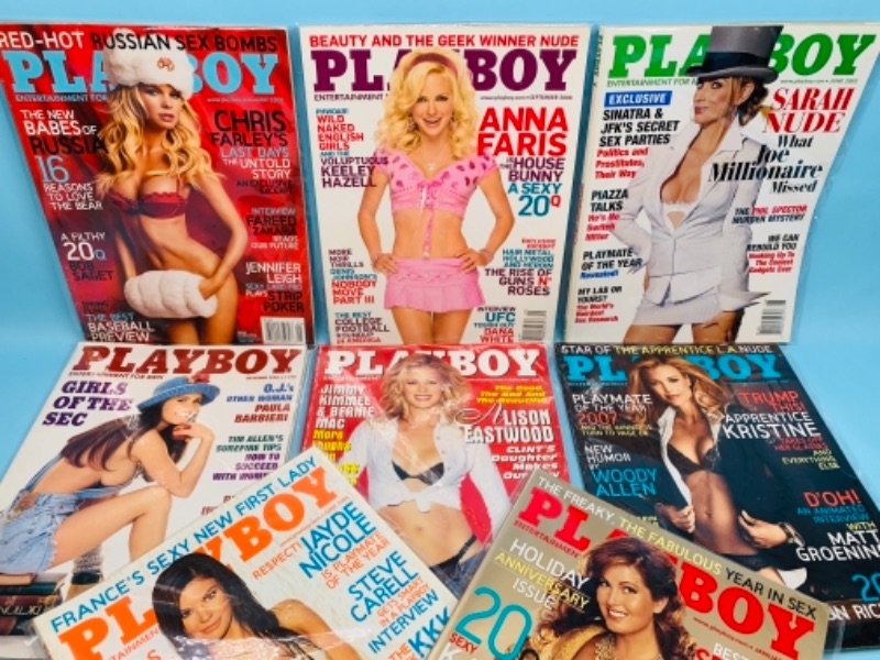 Photo 2 of 767132…adults only- 8 collectible playboy magazines in plastic sleeves 