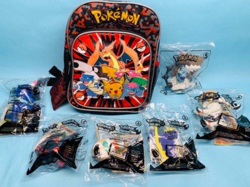 Photo 1 of 767163…sealed Pokémon happy meal toys and small backpack 