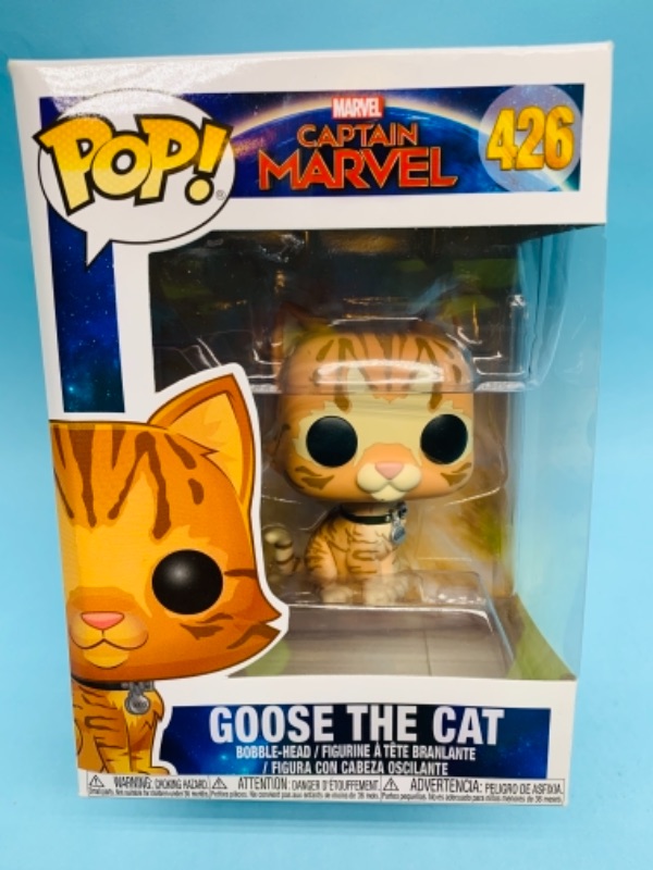 Photo 1 of 767173…Funko pop Captain Marvel goose the cat bobble head figure in original box