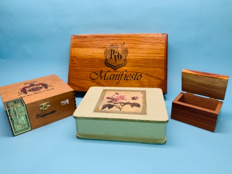 Photo 1 of 767199…4 collectible wood and cigar boxes