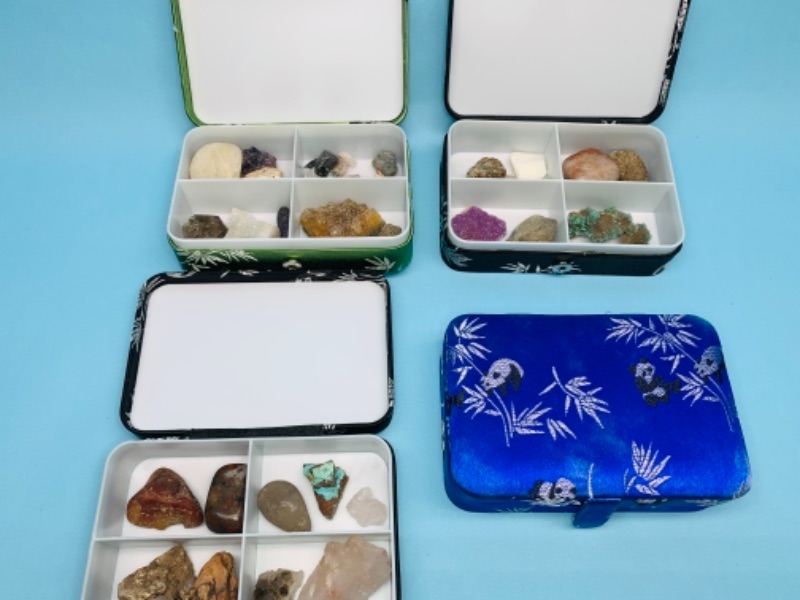 Photo 2 of 767204…4 trinket cases filled with collectible geode, crystals, and polished rocks 