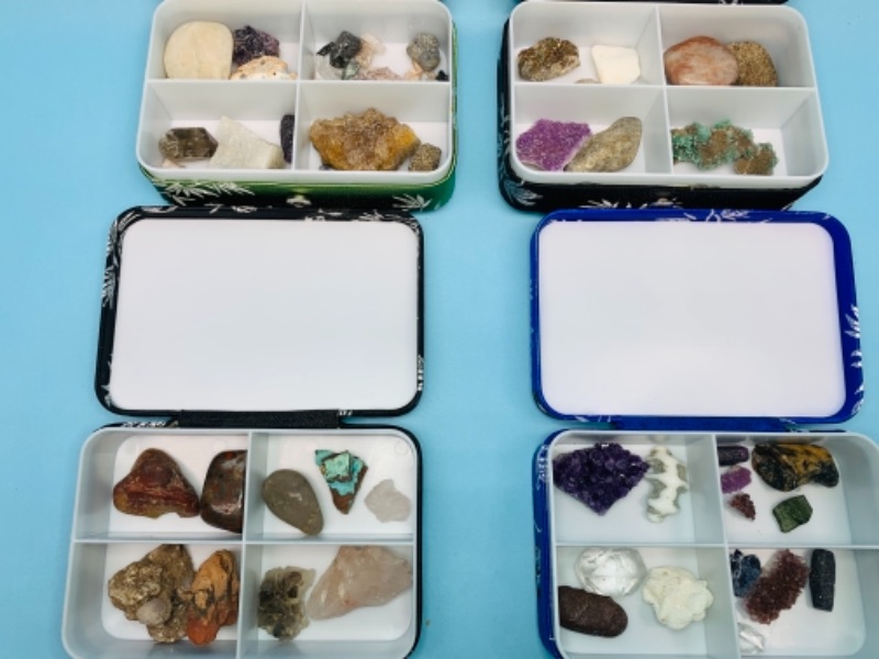 Photo 1 of 767204…4 trinket cases filled with collectible geode, crystals, and polished rocks 