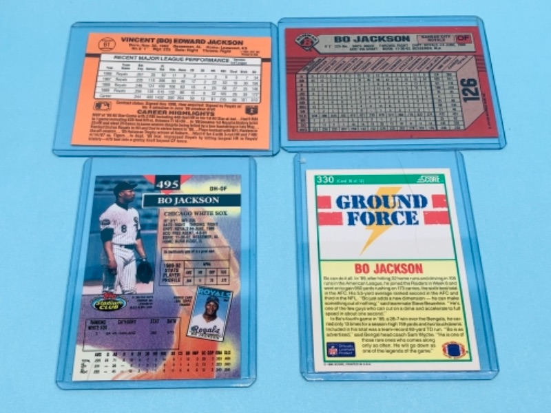 Photo 3 of 767241…4 bo Jackson trading cards in plastic loaders- 1 error card  no . After inc