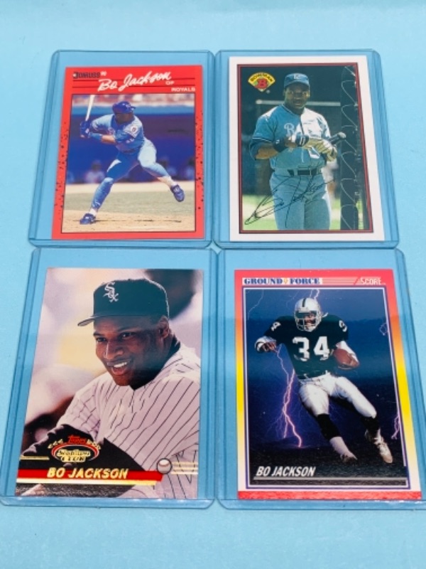 Photo 1 of 767241…4 bo Jackson trading cards in plastic loaders- 1 error card  no . After inc