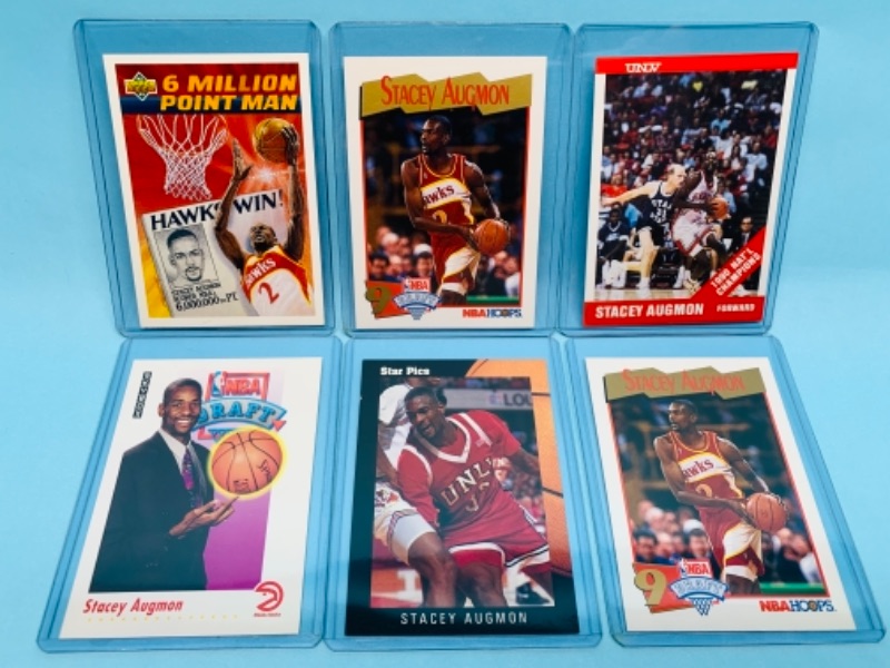 Photo 1 of 767242…6 unlv’s Star Stacey augmon trading cards from college and pro  in plastic loaders