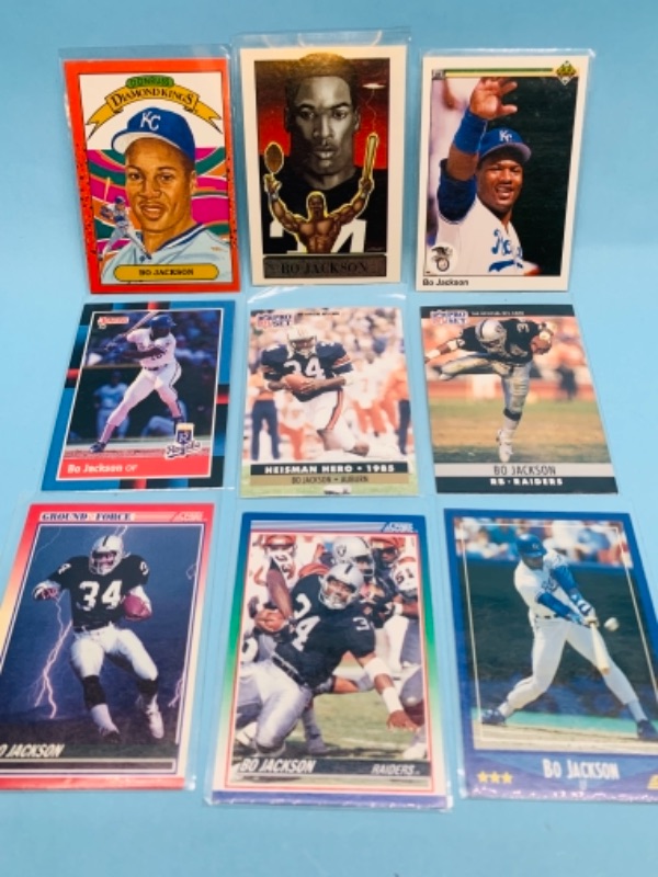 Photo 1 of 767243…9 bo Jackson trading cards in plastic sleeves 