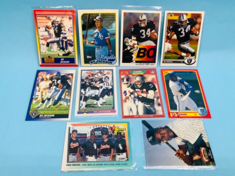 Photo 1 of 767244…10 bo Jackson trading cards in plastic sleeves 