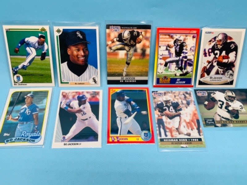 Photo 1 of 767245…10 bo Jackson trading cards in plastic sleeves 