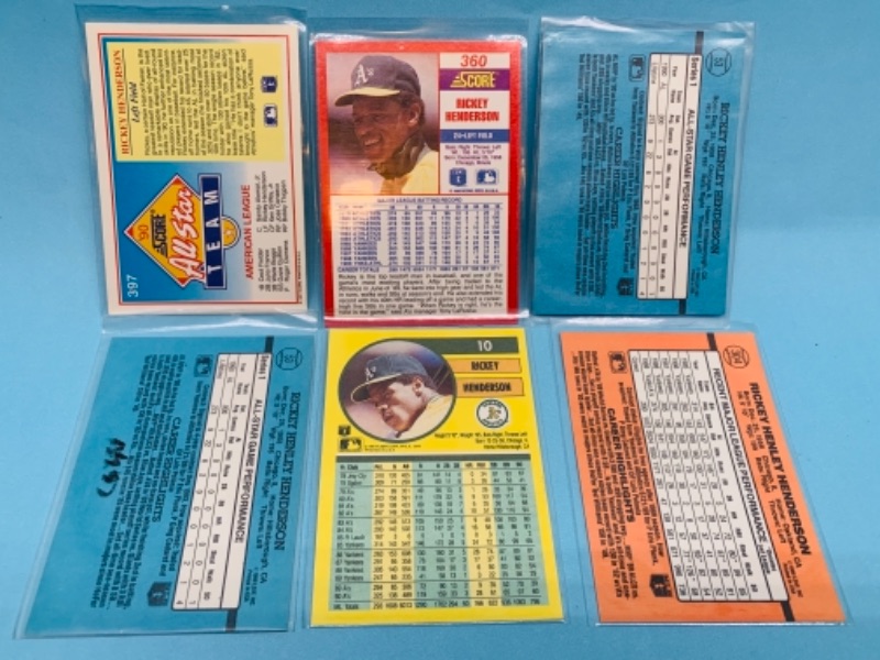 Photo 2 of 767246…6 Ricky Henderson trading cards in plastic sleeves