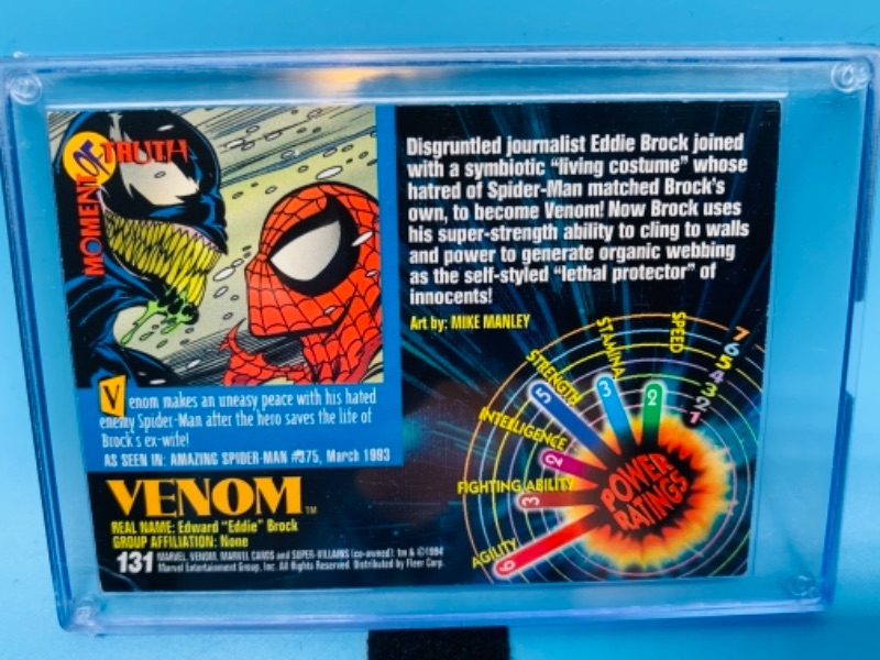 Photo 2 of 767254… 1994 Marvel universe super villains venom card 131 in hard plastic case