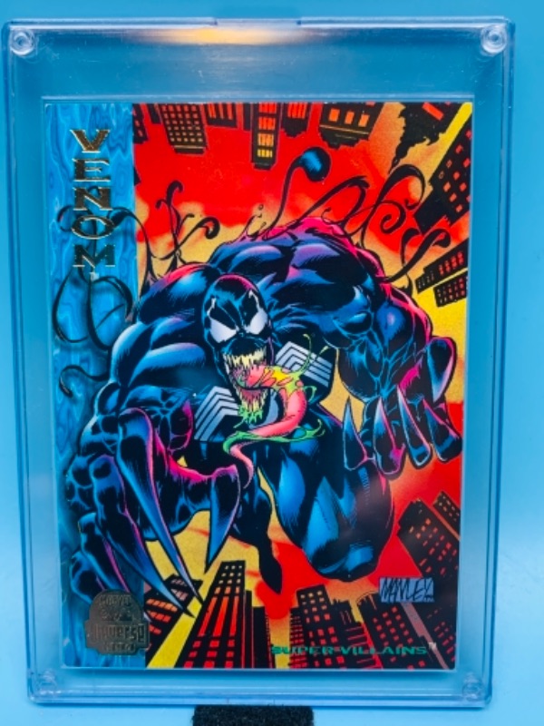 Photo 1 of 767254… 1994 Marvel universe super villains venom card 131 in hard plastic case