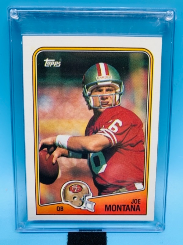 Photo 1 of 767261…1988 topps joe Montana card 38 in hard plastic case