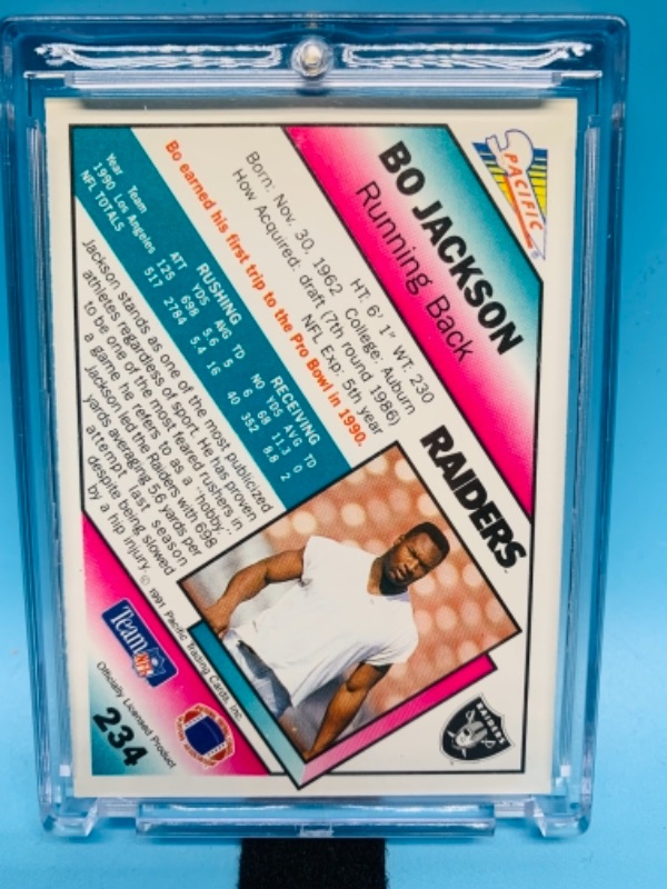 Photo 2 of 767264…1991 pacific bo Jackson card 234 in hard plastic case 