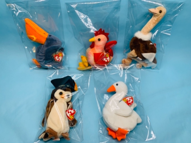 Photo 1 of 767283…5 ty beanie babies- birds in plastic 