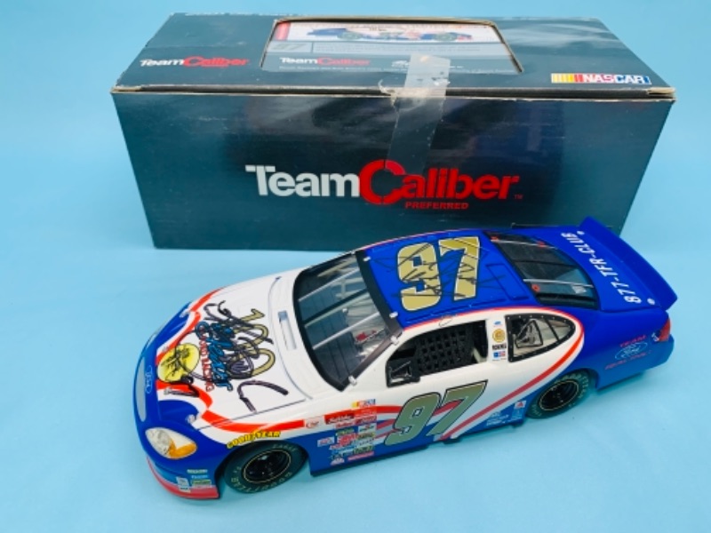 Photo 3 of 767287…autographed by Kurt Busch and other team caliber 1:24 scale die cast stock car in original box 