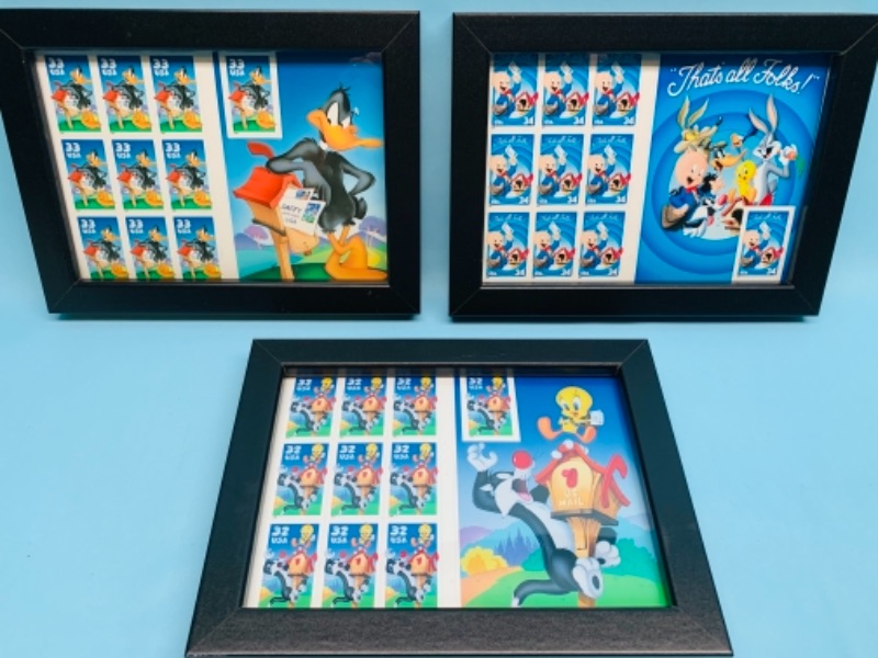 Photo 1 of 767292…3 framed sets of Warner bros. Collectible  Stamps 