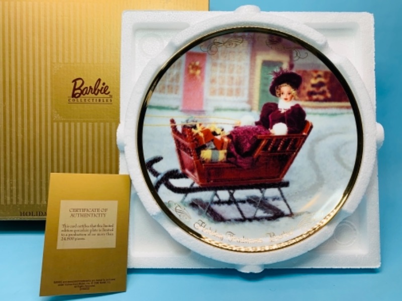 Photo 1 of 767302…vintage hallmark Barbie holiday traditions collectors plate with coa in box 