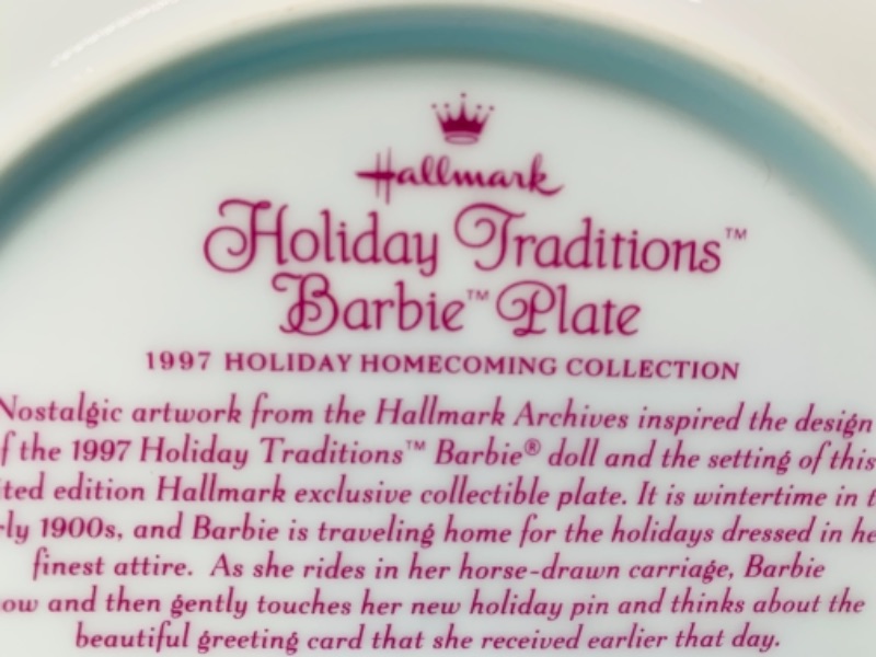 Photo 4 of 767302…vintage hallmark Barbie holiday traditions collectors plate with coa in box 