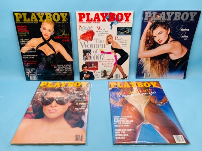 Photo 1 of 767306…adults only- 5 playboy magazines in plastic sleeves 