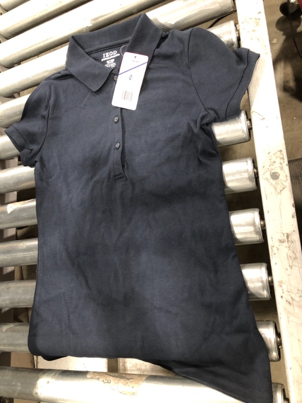 Photo 1 of IZOD Junior's Uniform Short Sleeve Interlock Polo, Navy, Small, Navy, 