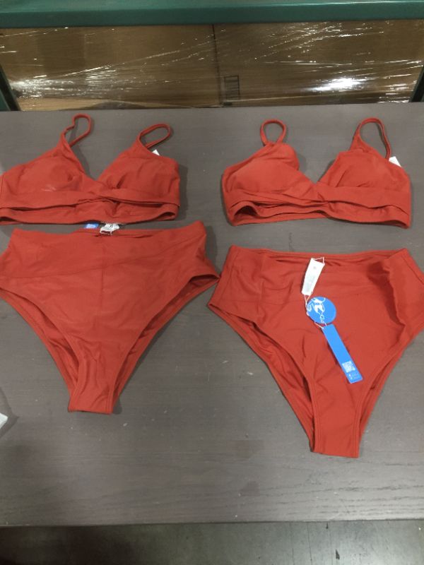 Photo 2 of (2 pack) matching pair of Marsala Twist High Waisted Bikini (XL)
