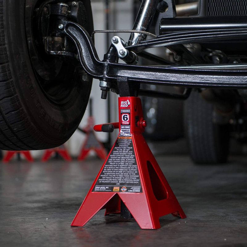 Photo 1 of BIG RED T46202 Torin Steel Jack Stands: 6 Ton (12,000 Lb) Capacity, Red, 1 Pair
