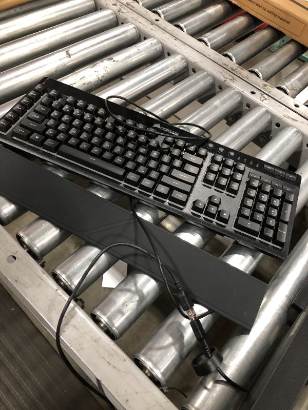 Photo 4 of Corsair K55 RGB Gaming Keyboard – IP42 Dust and Water Resistance – 6 Programmable Macro Keys – Dedicated Media Keys - Detachable Palm Rest Included (CH-9206015-NA) , Black AND Dell soundbar speaker