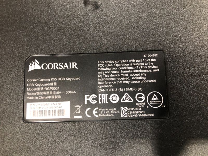 Photo 2 of Corsair K55 RGB Gaming Keyboard – IP42 Dust and Water Resistance – 6 Programmable Macro Keys – Dedicated Media Keys - Detachable Palm Rest Included (CH-9206015-NA) , Black AND Dell soundbar speaker