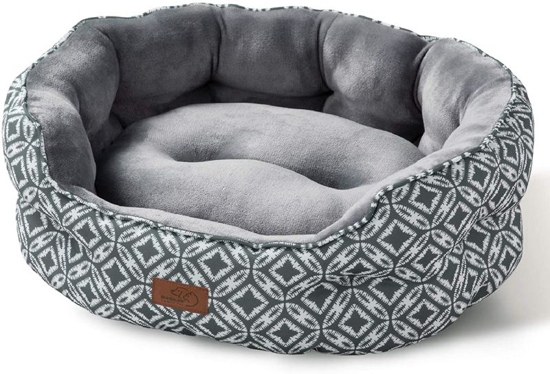 Photo 1 of Bedsure Small Dog Bed for Small Dogs Washable - Cat Bed for Indoor Cats, Round Super Soft Plush Flannel Puppy Beds, Slip-Resistant Oxford Bottom, Coin Print Grey
