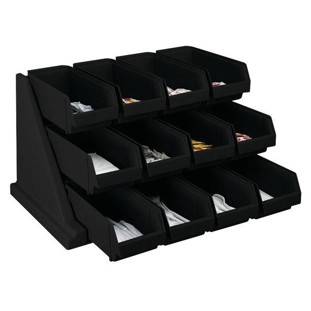 Photo 1 of Cambro 12RS12110 - Organizer Rack, with 12 Bins, 25-1/8 X 21-3/8 X 14-1/4, Black
